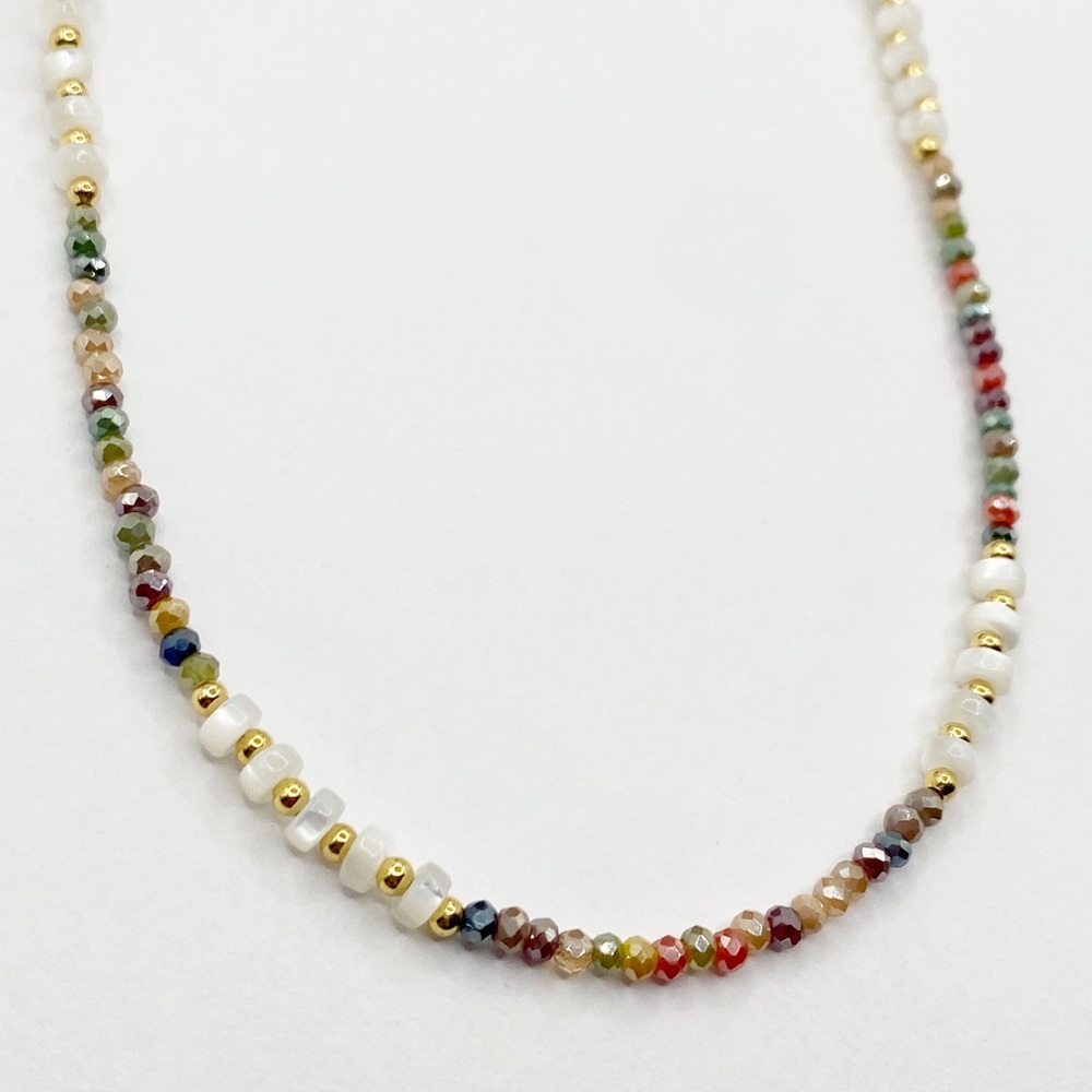 NEW Multicolor Crystal and Gold Layering Necklace